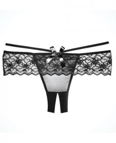 Adore Angel Crotchless Panty Black O/S