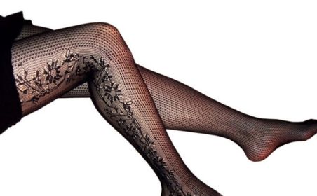 Blancho LZSA063-1 Sexy Black Sheer Thigh Floral Stocking