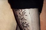 Blancho LZSA063-1 Sexy Black Sheer Thigh Floral Stocking