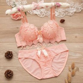 Thin Lace Push Up Adjustable Bra Set (Option: Pink-70A)