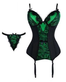 Sexy Skin-friendly Breathable Push Up Sling Corset (Option: Green-S)