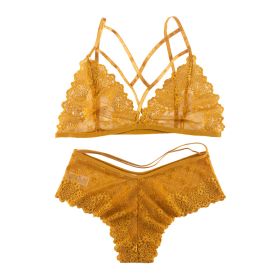 European And American Style Ultra-thin Lingerie Set (Option: 8025 Egg Yolk-M)