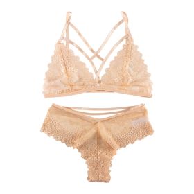 European And American Style Ultra-thin Lingerie Set (Option: 8025 Apricot-S)