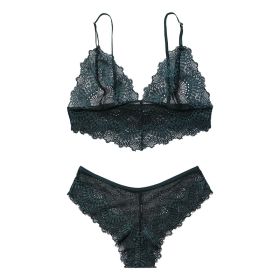 European And American Style Ultra-thin Lingerie Set (Option: 8028 Dark Green-M)