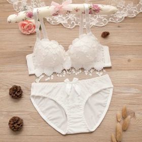 Thin Lace Push Up Adjustable Bra Set (Option: White-70A)