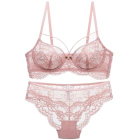 Push Up Plus Size Bra Set Ultra-thin Women's Underwear (Option: Pink-70B)