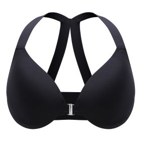 Plus Size Front Closure Bras For Women; Comfortable T-Shirt Bra; Sexy Racer Back Design; Ultra Soft And Lightweight; Women's Lingerie; Underwire (Color: black, size: 38D(85D))