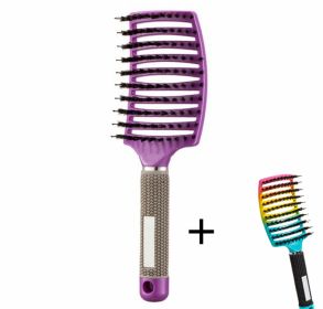 Bristle Fluffy Shaping Hollow Comb (Option: Dazzle and purple)