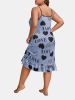 Plus Size Heart Print Ruffle Hem Cami Nightdress; Women's Plus Slight Stretch Sleepwear; Loungewear