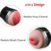 3 in 1 Male Masturbators Adult Sex Toys with Realistic Textured Mouth Vagina and Tight Anus, Men's Pocket Pussy Blowjob Stroker Anal Play Sex Toys for