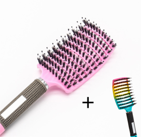 Bristle Fluffy Shaping Hollow Comb (Option: Dazzle and pink)